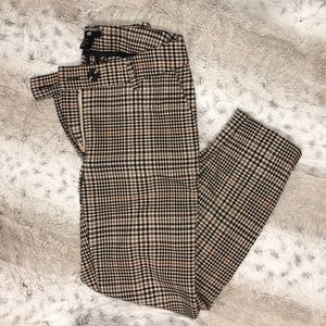H&M brown plaid ankle cropped trouser pants